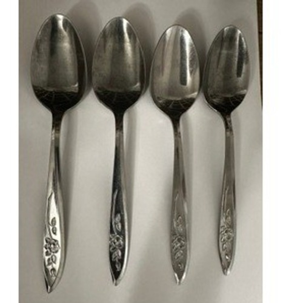 Koba Japanese Stainless Steel Serving Spoons Single Rose Pattern Set of 4